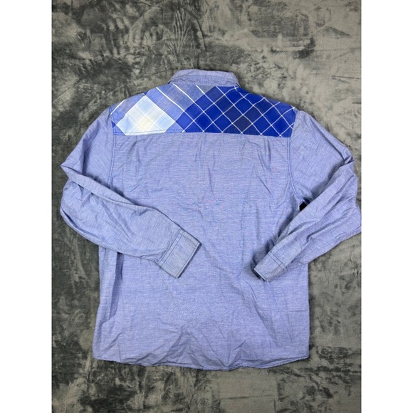 Enyce 2X Men's Button-Up Shirt Light Blue Plaid Accent Long Sleeve Casual Top - Picture 7 of 11